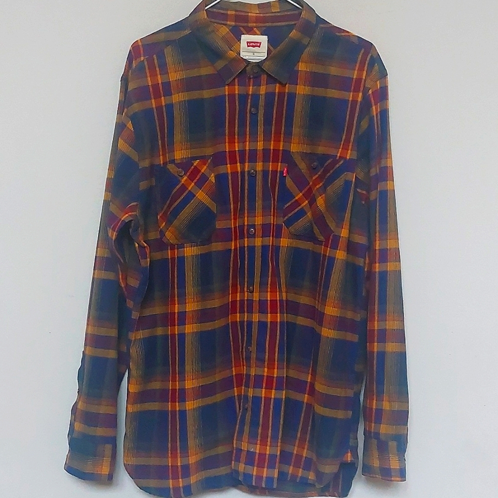 Levi's Multi Color, Blue,Red, Yellow Casual Button Down Shirt Size XL